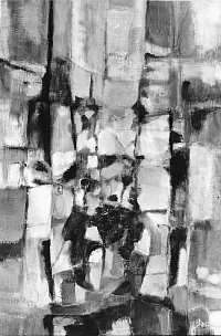 1957 - Interno con fiore giallo - Olio su tela (?)
