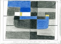 Composizione con nero, grigio, azzurro, giallo e bianco - Disegno colorato a matita