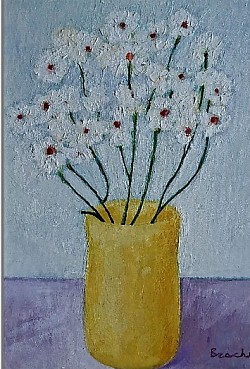 Fiori bianchi - olio su tela 25x35
